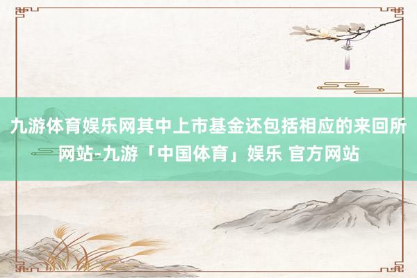 九游体育娱乐网其中上市基金还包括相应的来回所网站-九游「中国体育」娱乐 官方网站